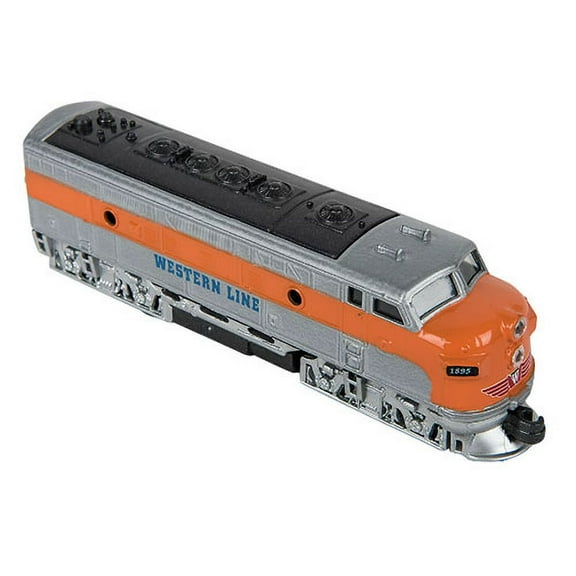 RI Novelty Pull Back Die-Cast Vehicle - CLASSIC LOCOMOTIVE TRAIN [Western Line](Orange - 6.5 in)