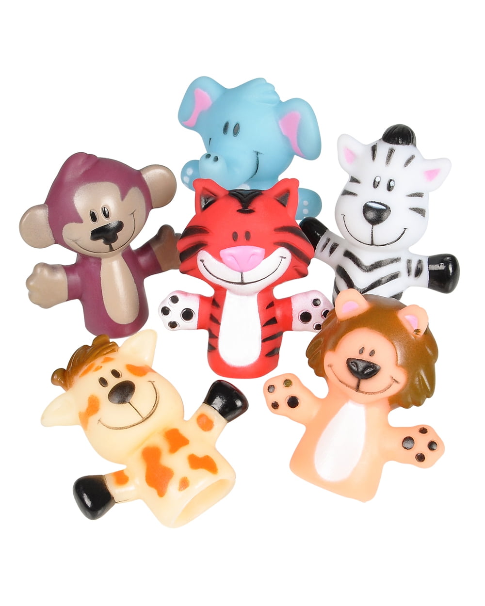 RI Novelty Set Of 12 Playtime Zoo Wild Animal Finger Puppets Toys