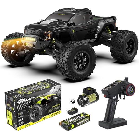 RIAARIO 1/10 Brushless RC Monster Truck, 50+ MPH High Speed 4WD Remote Control Car, Waterproof Carbon Fiber RC Car, Black, Ages 8+