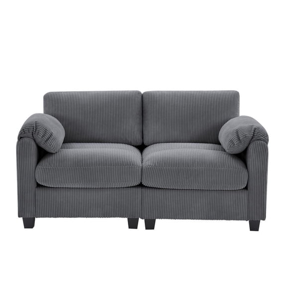 RIAFUN Loveseat Sofa, Modern 2 Seater Corduroy Sofa Couch for Living Room Bedroom Reading Room Office, Dark Gray