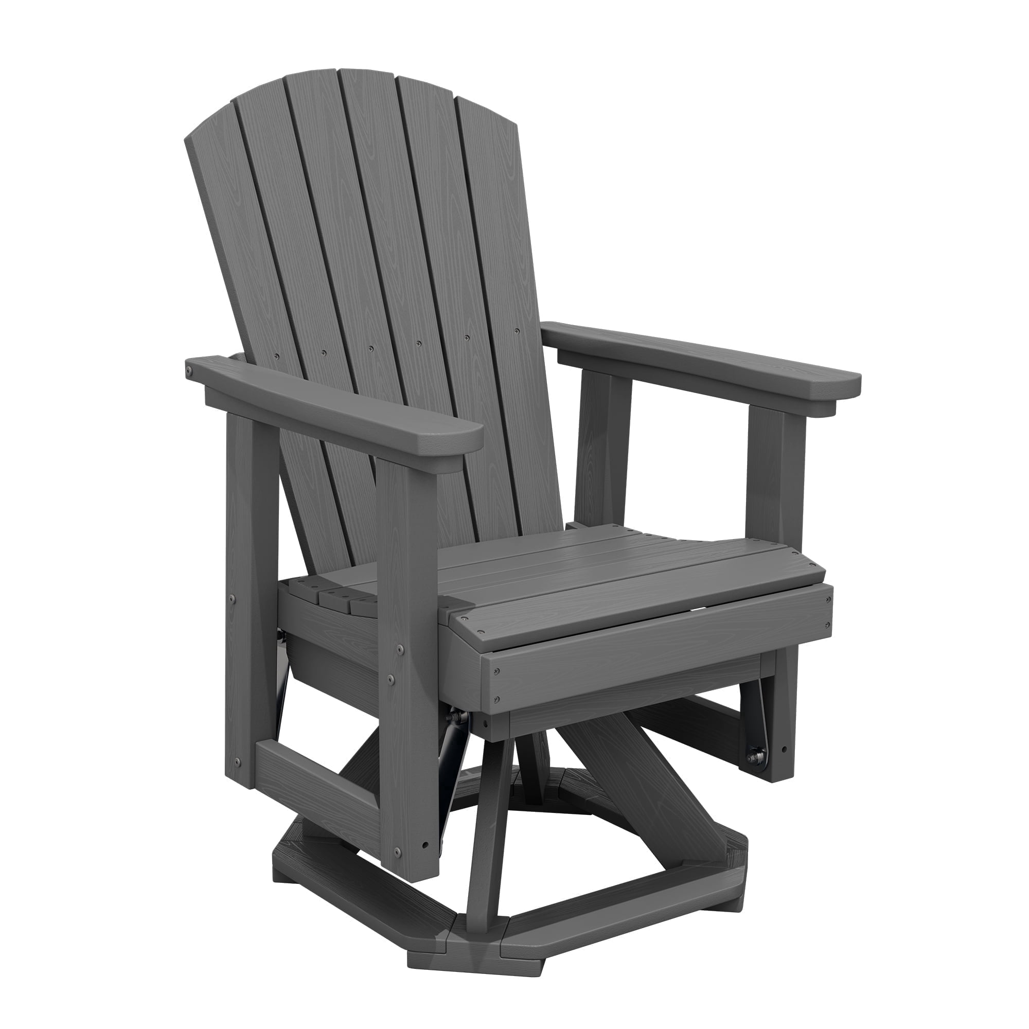 RIAFUN Adirondack Swivel Glider Chair, HDPE All-Weather Rocking Glider Chair for Outdoor, Porch, Balcony, Gray