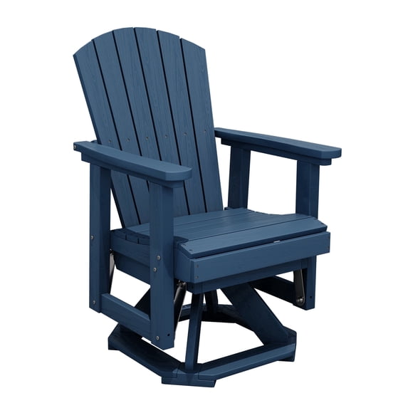RIAFUN Adirondack Swivel Glider Chair, HDPE All-Weather Rocking Glider Chair for Outdoor, Porch, Balcony, Navy
