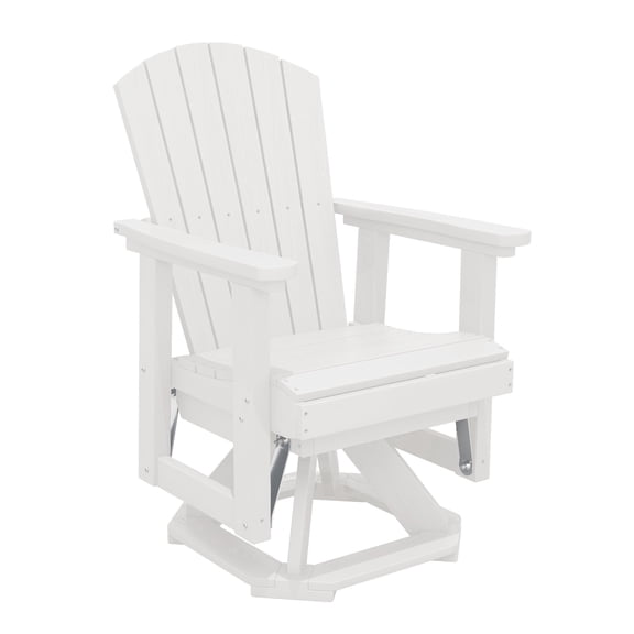 RIAFUN Adirondack Swivel Glider Chair, HDPE All-Weather Rocking Glider Chair for Outdoor, Porch, Balcony, White