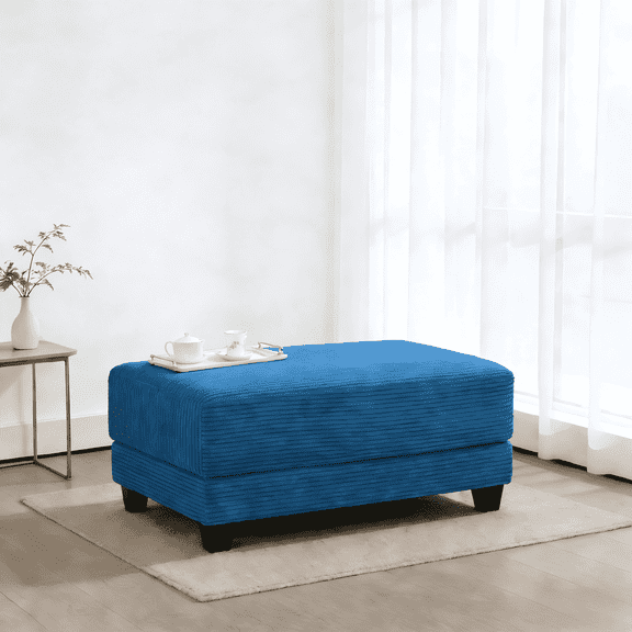 RIAFUN Corduroy Ottoman for Sectional Sofa, Oversized Upholstered Storage Ottoman Bench, Modular Couch Footrest for Living Room, Navy