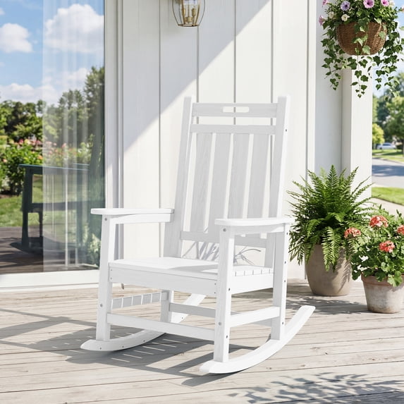 ZRIANG HDPE All-Weather Patio Rocking Chair, Fade Resistant Outdoor ...