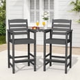 thumbnail image 1 of RIAFUN HDPE Height Bar Stools Set of 2 with Removable Connecting Table, Weather Resistant Outdoor Tall Adirondack Chairs with Umbrella Hole for Patio, Poolside, Garden, Gray, 1 of 11