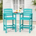 thumbnail image 1 of RIAFUN HDPE Height Bar Stools Set of 2 with Removable Connecting Table, Weather Resistant Outdoor Tall Adirondack Chairs with Umbrella Hole for Patio, Poolside, Garden, Turquoise, 1 of 11