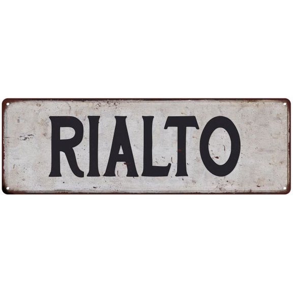 RIALTO Vintage Look Rustic Metal City State Sign 6 x 18 Matte Finish Metal 106180041074
