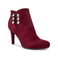 thumbnail image 1 of RIALTO Womens Burgundy Stretch Gore Padded Button Accent Cairo Almond Toe Stiletto Zip-Up Booties 10 M, 1 of 4