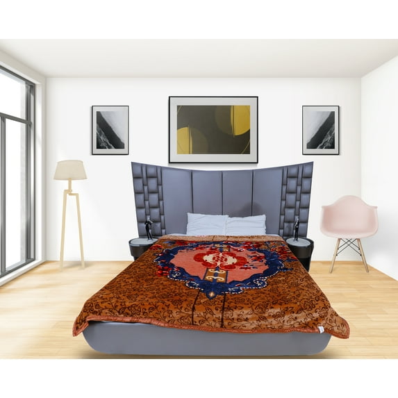 RIAN Super Soft Check 3kg Floral Design Blanket For Double Bed (Multi Color)