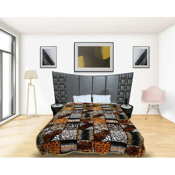 RIAN Tiger Print Mink Blanket For Double Bed 4kg Rust( Multi Color )