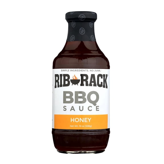 RIB RACK - Natural Sweet Honey BBQ Sauce for Marinating and Glazing - 19 Oz, Case of 6