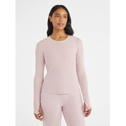 Avia Women's and Women's Plus Rib Seamed Long Sleeve Tee, Sizes XS-4X