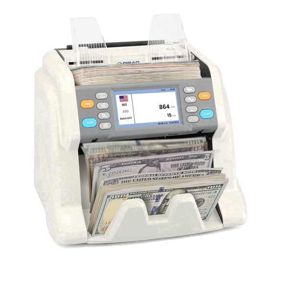 RIBAO MC-40 Mixed Denomination Money Counter, Bank Grade Cash Counting Machine, CIS/UV/MT Counterfeit Detection, Muti Currency Bill Checker Printer Compatible Value Count for Bussiness
