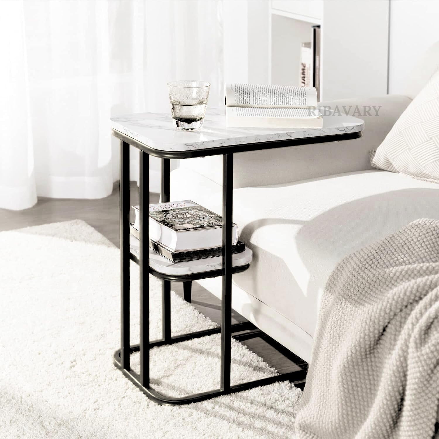Nightstand,Modern Bedside Table with Storage Drawer and Open Wood Shelf ...