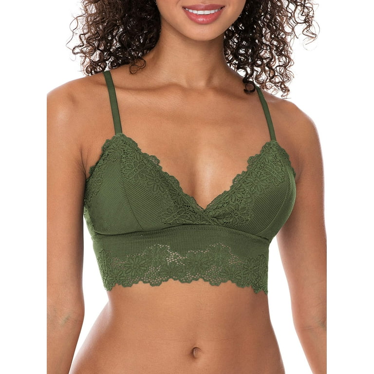 Green Ribbed and Lace Bralette Green Ribbed and Lace Bralette