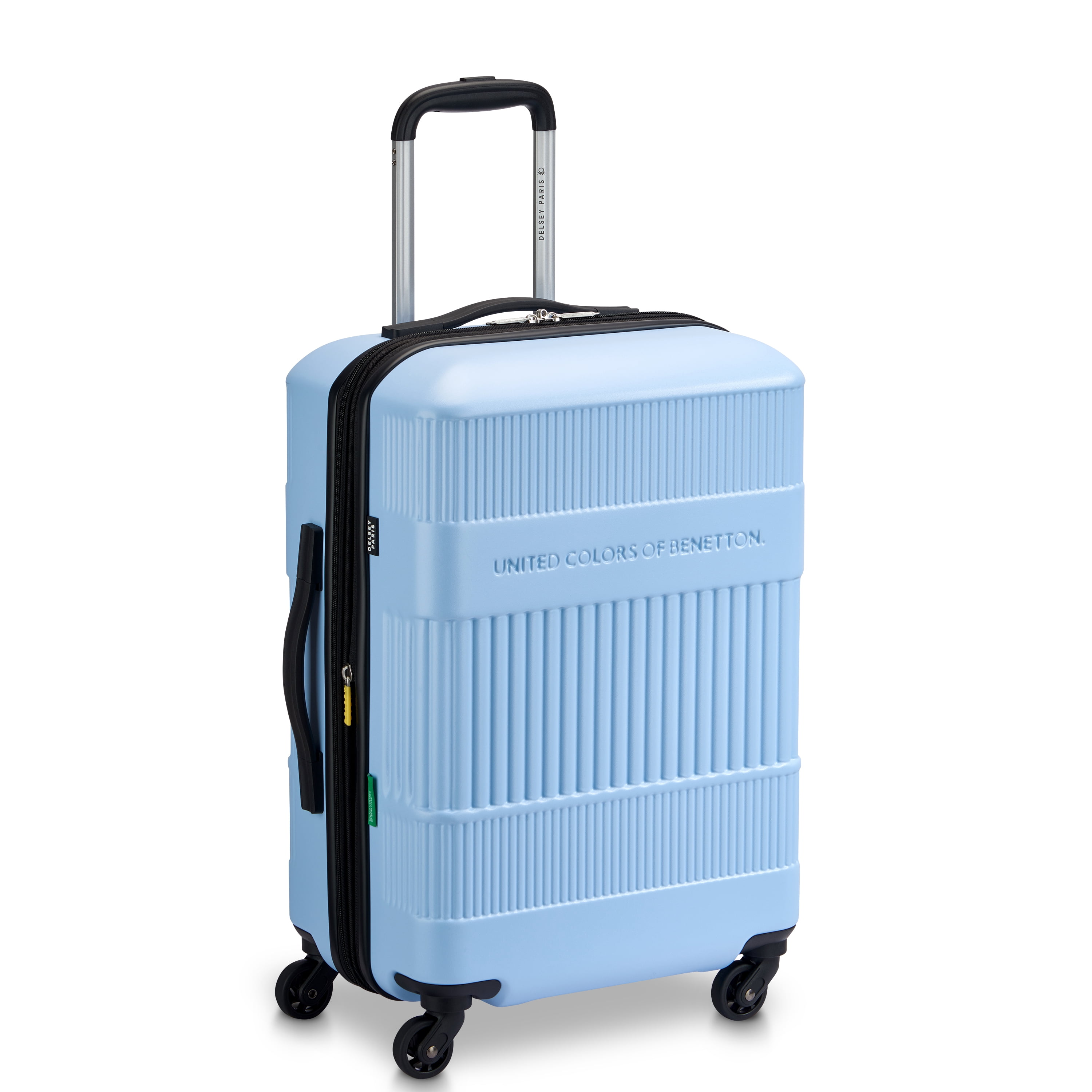 United Colors of Benetton x Delsey Paris, Ribbed Hardside 20" Carry-on Expandable Spinner Luggage, Blue