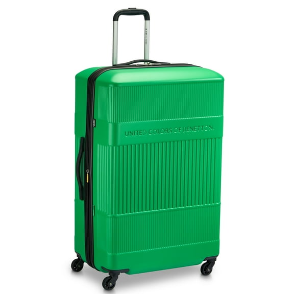 United Colors of Benetton x Delsey Paris, Ribbed Hardside 29" Large Checked Expandable Spinner Luggage, Green
