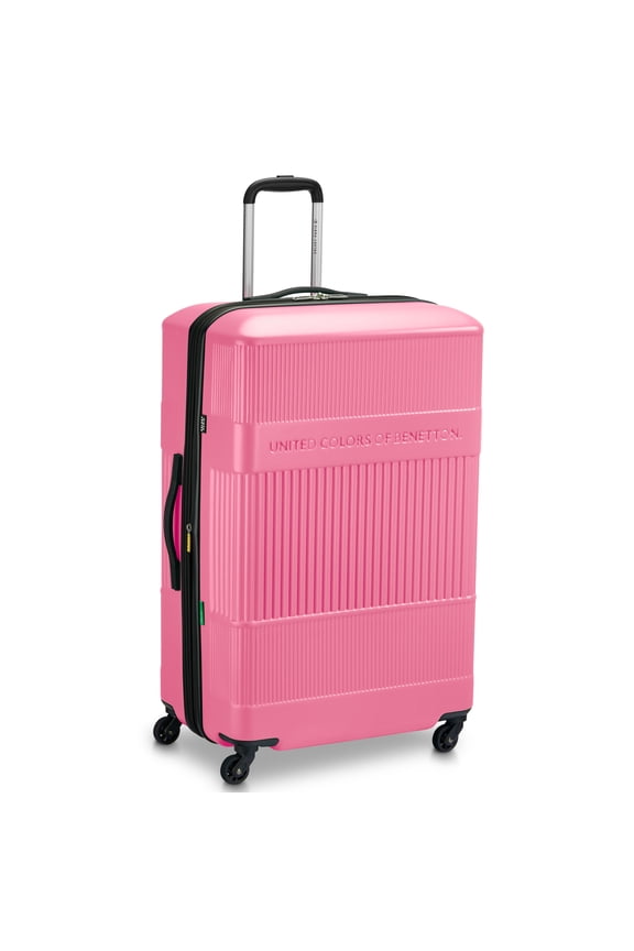 , Ribbed Hardside 29"Large Checked Expandable Spinner Luggage, Light Pink