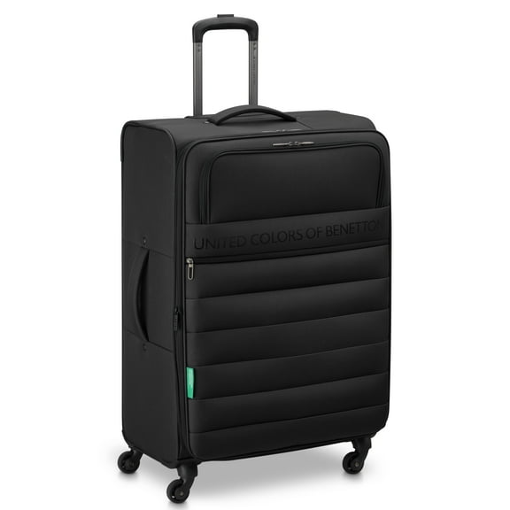 United Colors of Benetton x Delsey Paris, Ribbed, Softside, 27" Large Checked Expandable Spinner Luggage, Black