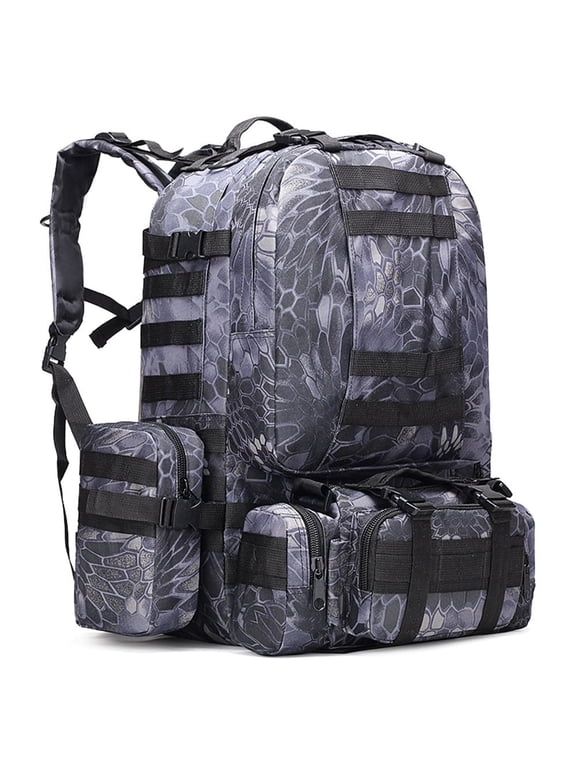 50L/ 4 in 1 Outdoor Built-up Camping Backpack Molle Rucksacks for Hiking Hunting Trekking Bag