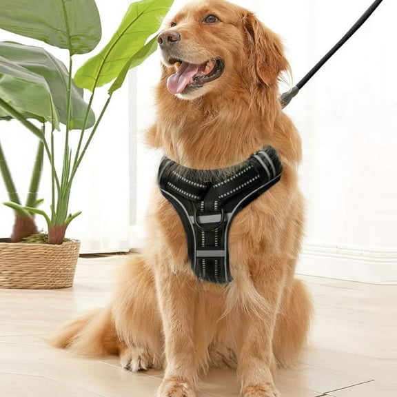 RIBONGZ Dog Harness, No-Pull Pet Harness with 2 Leash Clips,Reflective Outdoor Pet Oxford Vest with Easy Control Handle， Adjustable Soft Padded Dog Vest for Small Medium Large Dogs