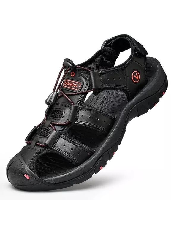 Men's Closed Toe Water Sandals Hollow-Out Wading Sandals Hiking Sandals Summer Casual Beach Sandals,8.5,Black