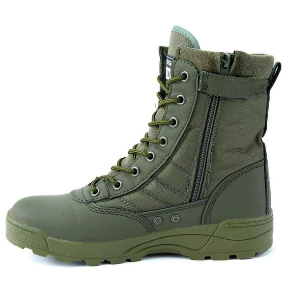 RIBONGZ Men's Safety Work Boots Anti-Slip Hiking Hunting Shoes Side Zipper Tactical Boots Breathable Desert Boots