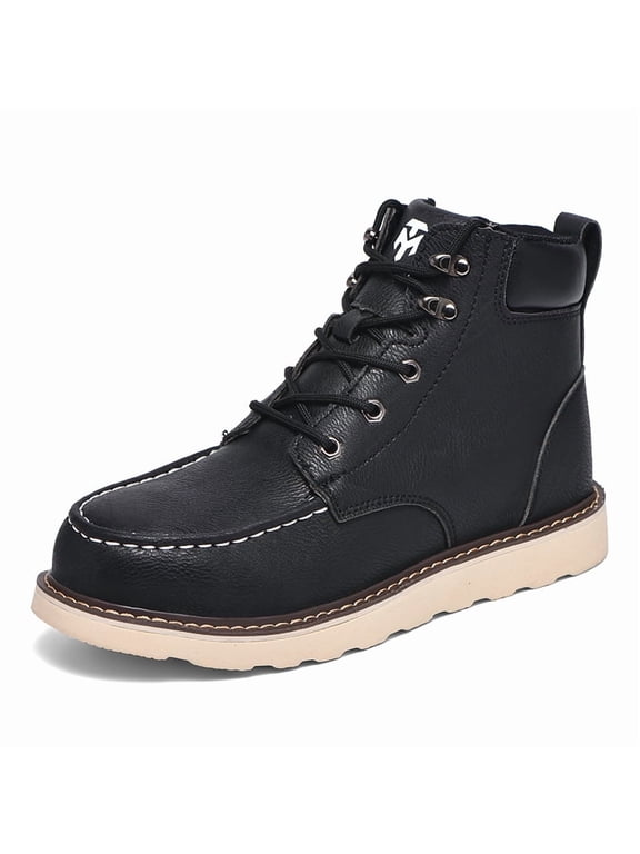 Steel Toe Boots for Men Industrial Construction Anti-puncture Moc Toe Work Shoes Comfortable Soft Leather Non Slip Safety Boots