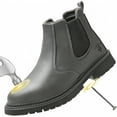 thumbnail image 1 of RIBONGZ Steel Toe Work Boots for Men Slip-on Chelsea Boot, Men's Industrial & Construction Shoes, Waterproof, Lightweight, Comfortable, Non-slip Safety Shoes, 1 of 5