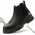 thumbnail image 1 of RIBONGZ Steel Toe Work Boots for Men Slip-on Chelsea Boot, Men's Industrial & Construction Shoes, Waterproof, Lightweight, Comfortable, Non-slip Safety Shoes, 1 of 9