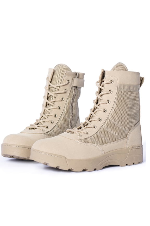 Ultralight Mens Duty Boots Tactical Work Boots Outdoor Hiking Motorcycle Boots,Sand,6.5