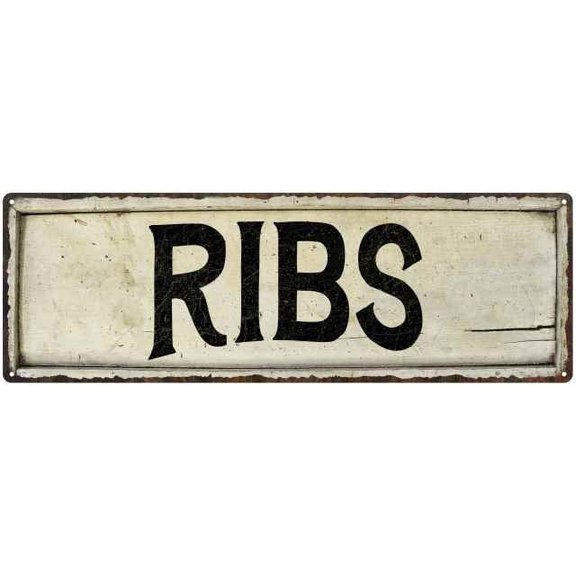RIBS Farmhouse Style Wood Look Sign Gift 6x18 Metal Decor 106180028259