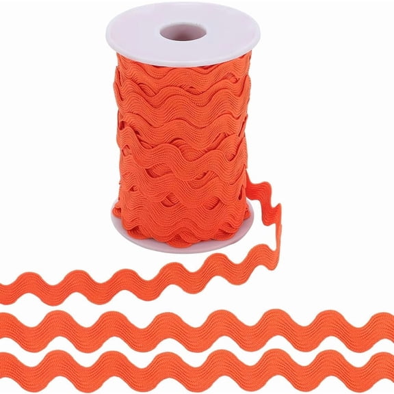 RIC Rac Trim 25 Yards x 10mm Wavy Bending Ribbon Orange Red Rick Rack Fringe Trim Zig Zag Lace Edging Braid Trim for Dress Clothes Sewing DIY Crafts Gift Wrapping Making Party Decor