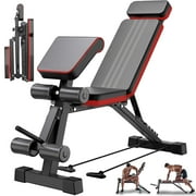 BAOKALER 7 Levels Adjustable Weight Bench with Extended Headrest & Leg Extension, Foldable Dumbbell Workout Bench, Supports Up to 770 lbs, Incline & Decline Positions for Full Body Strength Training