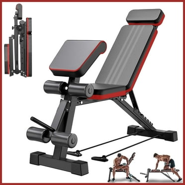 RICAN 7 Levels Adjustable Weight Bench with Extended Headrest & Leg Extension, Foldable Dumbbell Workout Bench, Supports Up to 770 lbs, Incline & Decline Positions for Full Body Strength Training