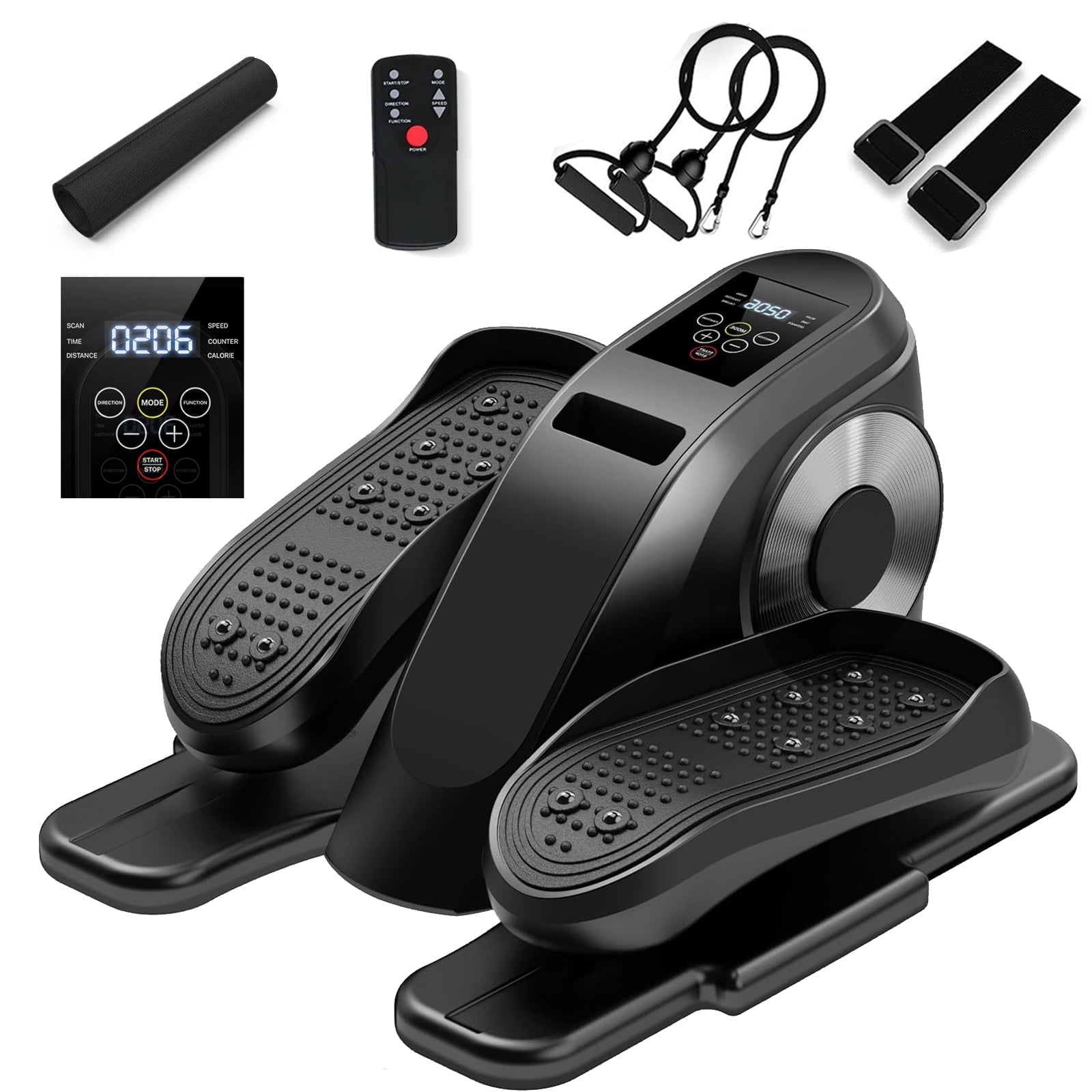 RICAN Under Desk Elliptical Machine, 12 Adjustable Speeds Mini ellipse Leg Exerciser with Remote Control, Forward & Backward Motion, Manual & Electric Dual Modes for Home Office