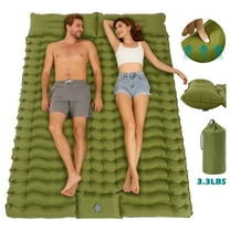 Rican Double Camping Sleeping Pad, Inflatable Double Sleeping Pad, Self Inflating 4" Sleeping Mat with Pillow Built-in Foot Pump, Portable Camping Mat for Backpacking, Hiking, Traveling, Tent