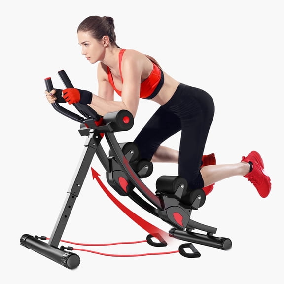 RICAN Dual Track ab Machine, ab Workout Equipment for Home Gym, Height Adjustable Ab Trainer Exercise Equipment, Foldable Fitness Equipment, Core & Abdominal Exercise and Strength Training