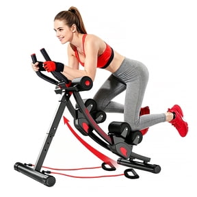 RICAN Dual Track Ab Machine, Ab Workout Equipment for Home Gym, Height Adjustable Ab Trainer Exercise Equipment, Foldable Fitness Equipment, Core & Abdominal Exercise and Strength Training