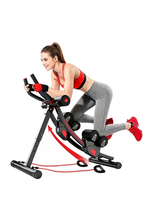 Dual Track Ab Machine, Ab Workout Equipment for Home Gym, Height Adjustable Ab Trainer Exercise Equipment, Foldable Fitness Equipment, Core & Abdominal Exercise and Strength Training