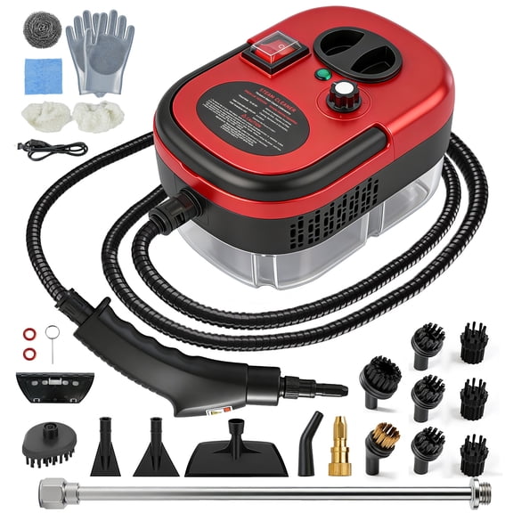 RICAN Steam Cleaner, 2500W High-Pressure Handheld Steam Cleaner with 6-Speed 105C Fast Heating, 1200ML Tank 20 Accessories for Kitchen Bathroom Car Detailing, Red
