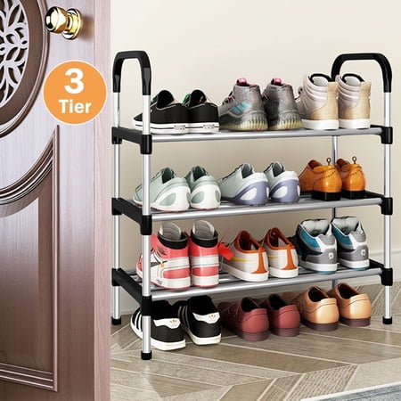 3-Tier Multifunctional Shoe Rack, Easy to Assemble Multi-Layer Shoe Storage Shelf for Hallways, Bedrooms, Bathrooms, Offices, and Living Rooms