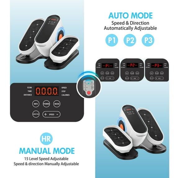 RICAN Under Desk Elliptical, Quiet Electric Seated Ellipse Exerciser for Seniors, Fully Assembled Portable Leg Exerciser for Home Use