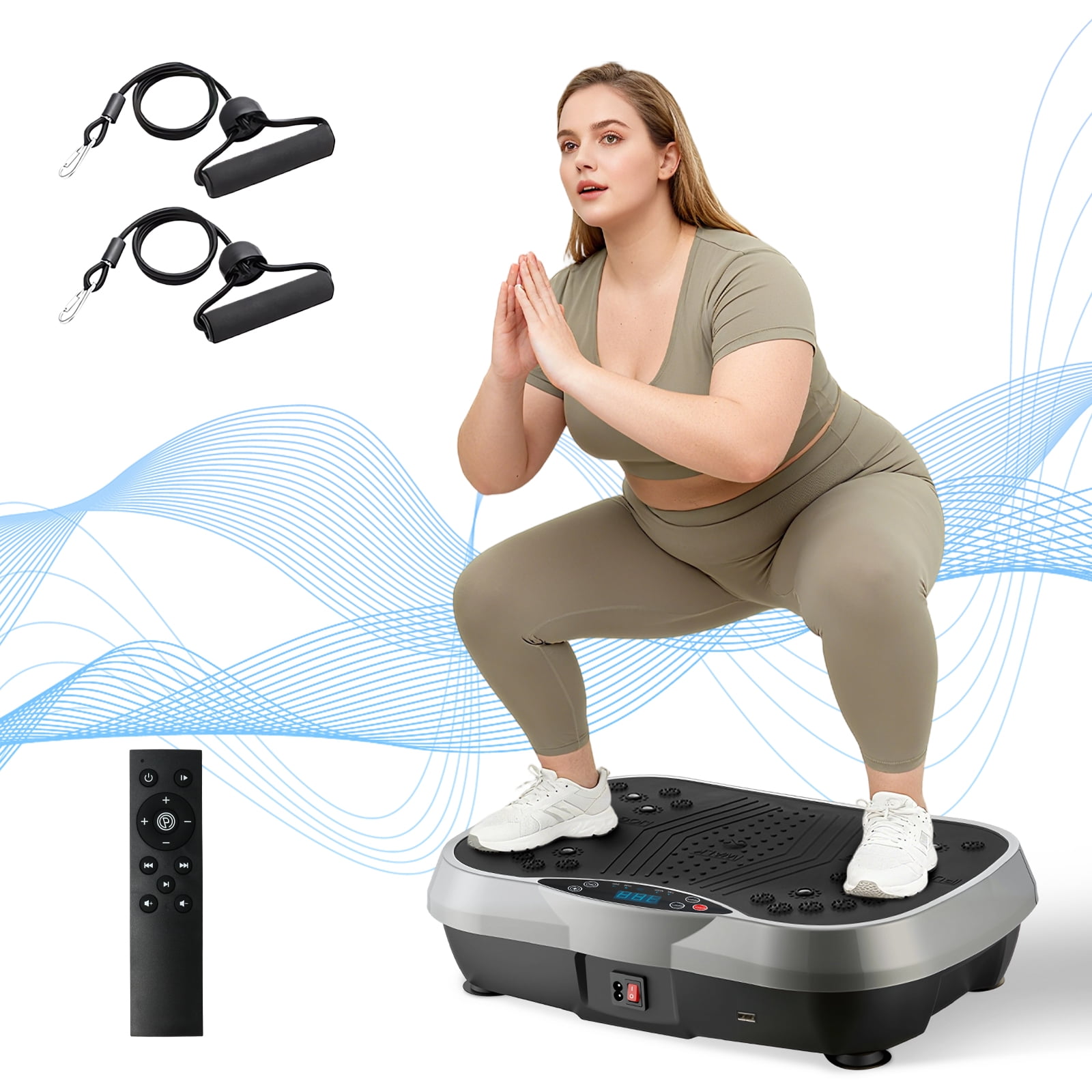 Rican Vibration Plate Exercise Machine, 300 LBS Capacity, Silver