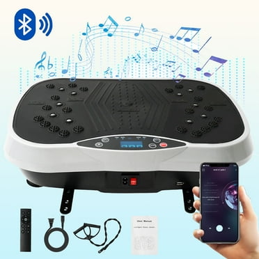 RICAN Vibration Plate Exercise Machine, Full Body Workout Machine for Weight Loss, Vibrating Board 300LBS Capacity, Vibration Platform with Resistance Bands, Remote Control, Silver-White