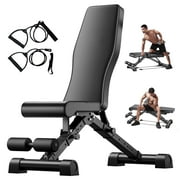 RICAN Weight Bench, Foldable 8-in-1 Workout Bench for Full Body Exercise, 1000lb Max Load, Adjustable Fitness Bench for Home Gym Strength Training