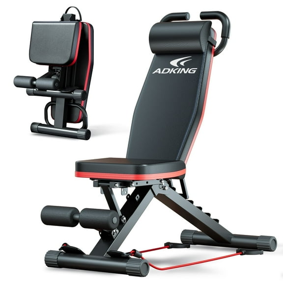 BAOKALER Weight Bench with U Shape Handle for Full Body Workout, Adjustable Workout Bench with Resistance Bands, Multi-Function Strength Training Bench Press Exercise Equipment for Home Gym, 1000 lbs