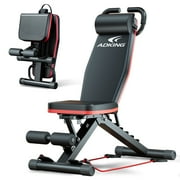 Baokaler Weight Bench with U Shape Handle for Full Body Workout, Adjustable Workout Bench with Resistance Bands, Multi-Function Strength Training Bench Press Exercise Equipment for Home Gym, 1000 lbs