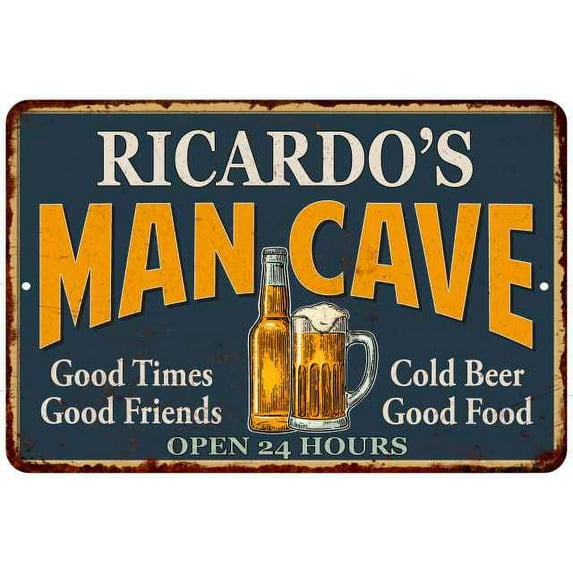RICARDO'S Man Cave Gift Metal Sign Green Gift 12x18 112180012194